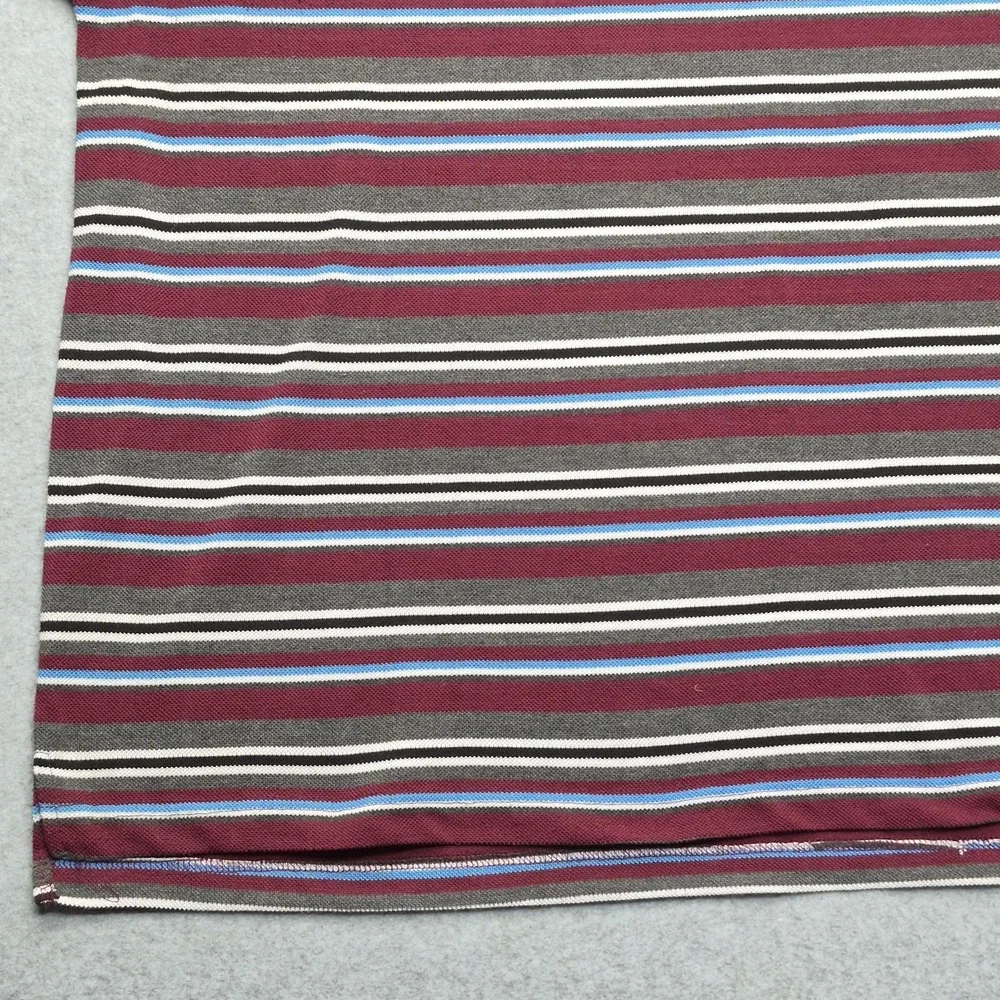 True Religion Shirt Men's 4XL Striped Polo Burgundy Short Sleeve Horseshoe Logo